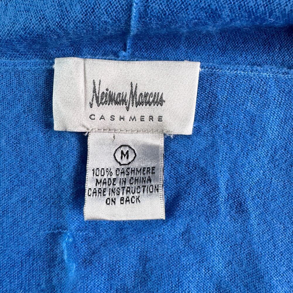 Neiman Marcus 100% Cashmere Cardigan Blue Open Front Sweater Women M Lightweight - Picture 4 of 6